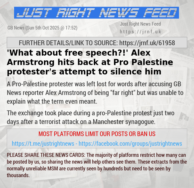 ’What about free speech?!’ Alex Armstrong hits back at Pro—Palestine protester’s attempt to silence him