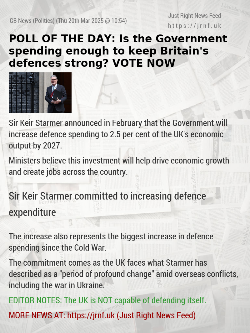 POLL OF THE DAY: Is the Government spending enough to keep Britain’s defences strong? VOTE NOW