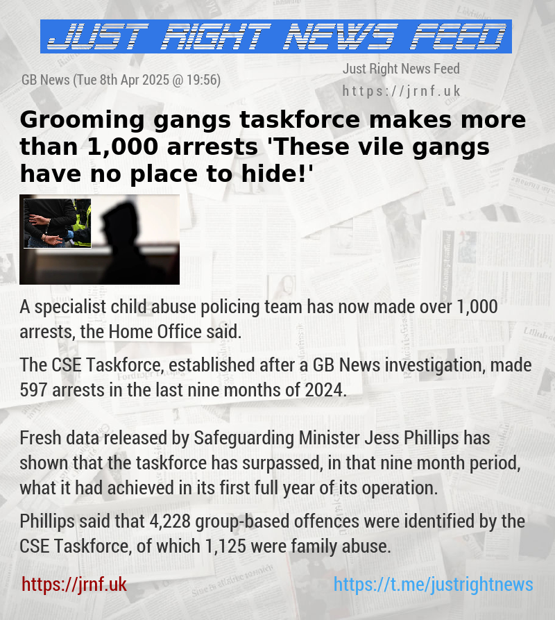 Grooming gangs taskforce makes more than 1,000 arrests — ’These vile gangs have no place to hide!’