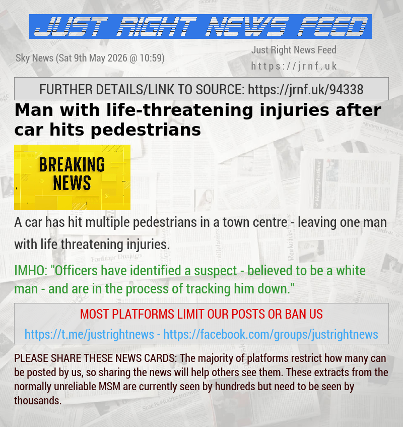 Man with life—threatening injuries after car hits pedestrians