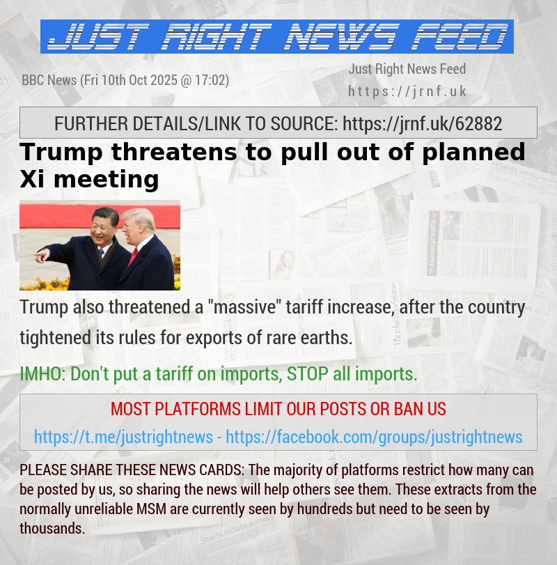 Trump threatens to pull out of planned Xi meeting