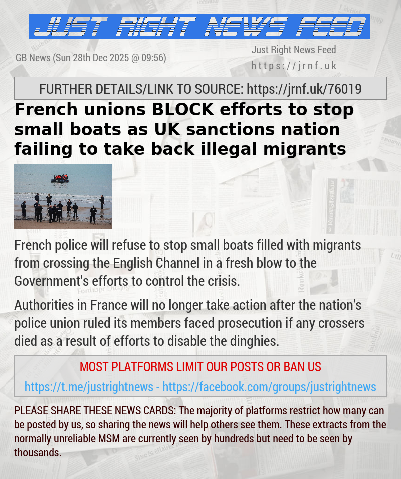 French unions BLOCK efforts to stop small boats as UK sanctions nation failing to take back illegal migrants