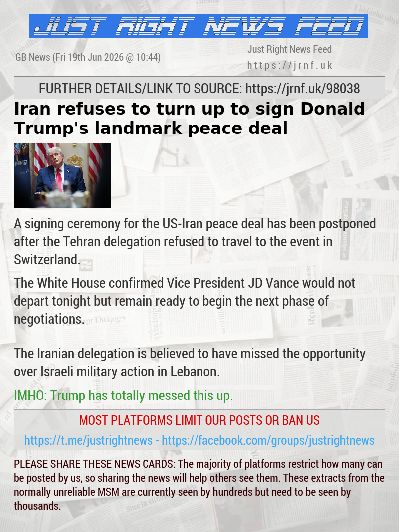Iran refuses to turn up to sign Donald Trump’s landmark peace deal