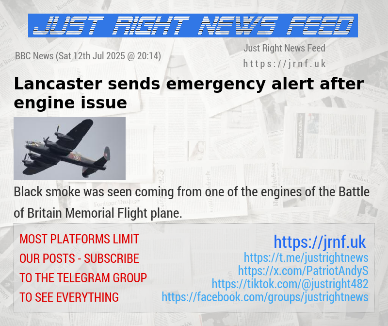 Lancaster sends emergency alert after engine issue