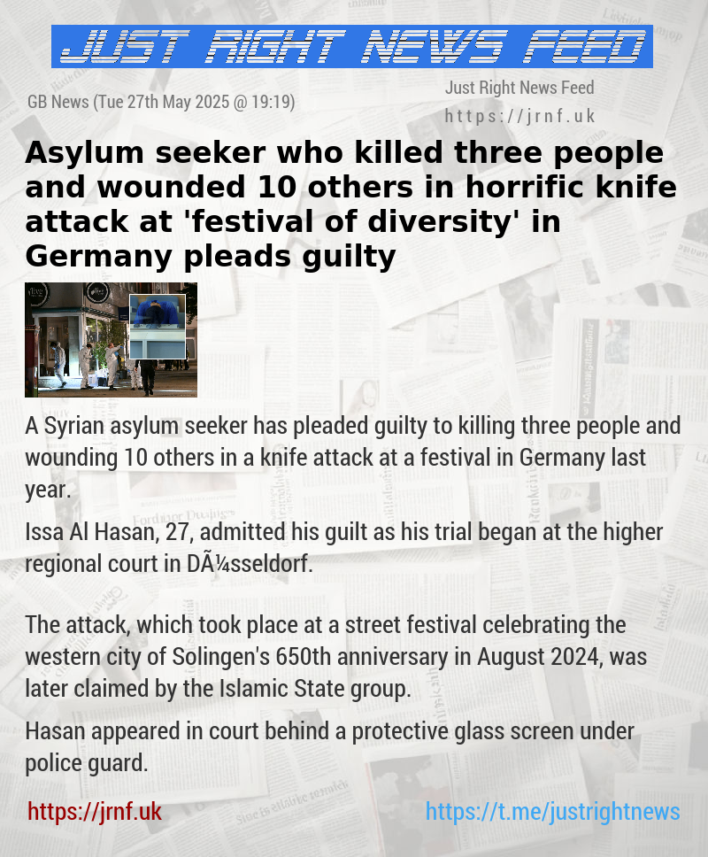 Asylum seeker who killed three people and wounded 10 others in horrific knife attack at ’festival of diversity’ in Germany pleads guilty