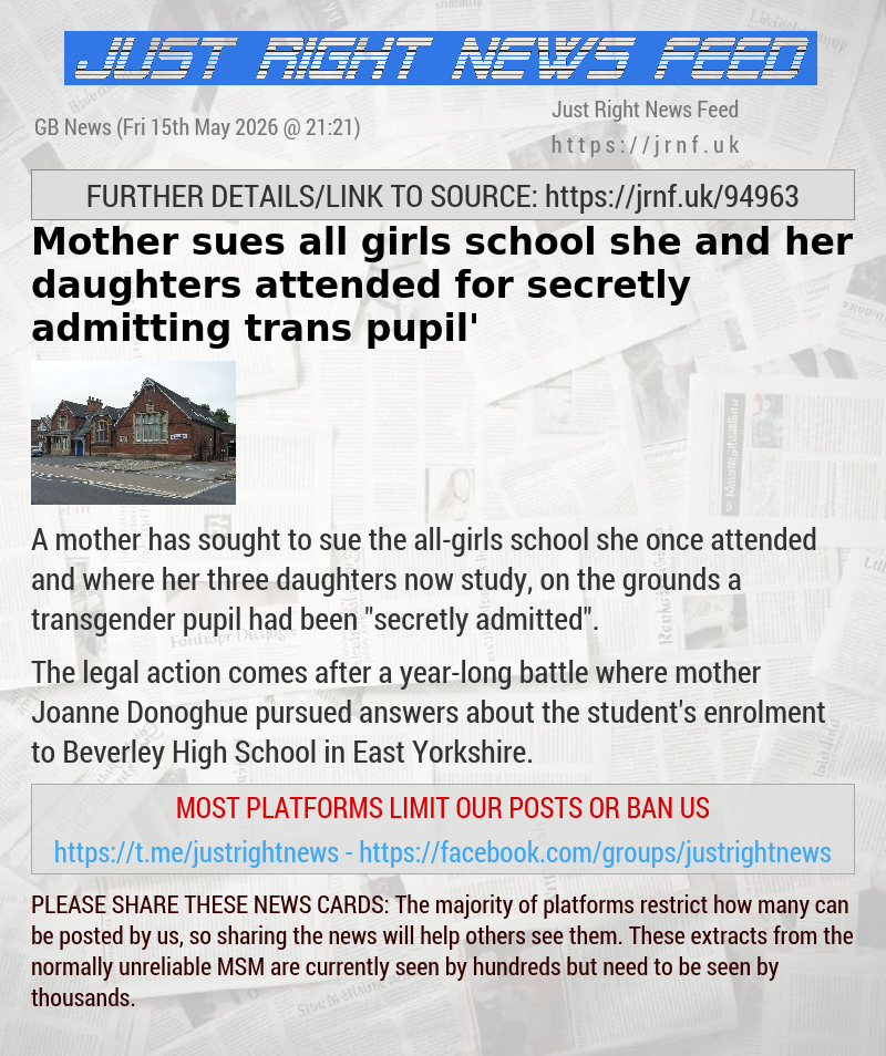 Mother sues all—girls school she and her daughters attended for ‘secretly admitting trans pupil’