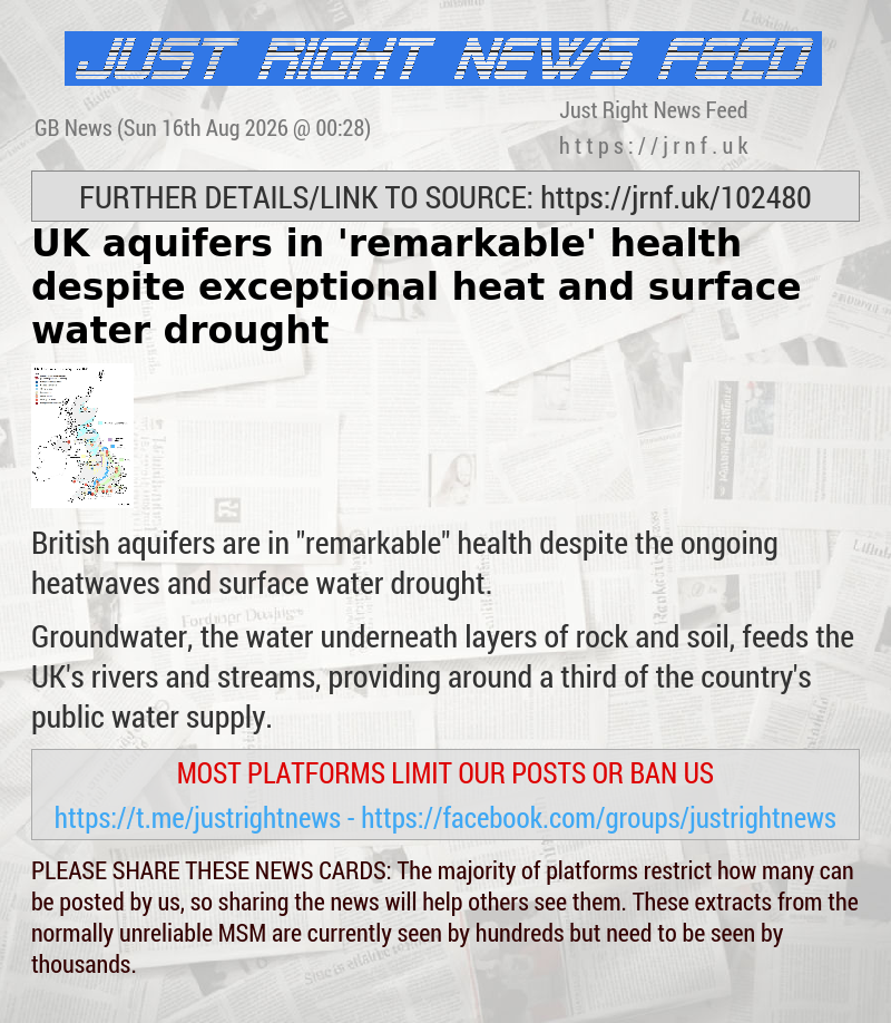 UK aquifers in ’remarkable’ health despite exceptional heat and surface water drought