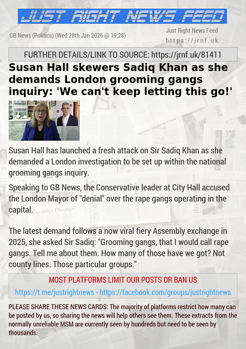 Susan Hall skewers Sadiq Khan as she demands London grooming gangs inquiry: ’We can’t keep letting this go!’