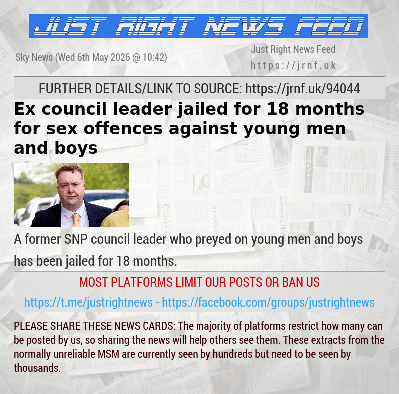 Ex—council leader jailed for 18 months for sex offences against young men and boys