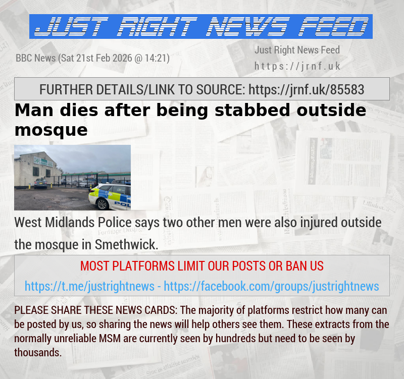 Man dies after being stabbed outside mosque