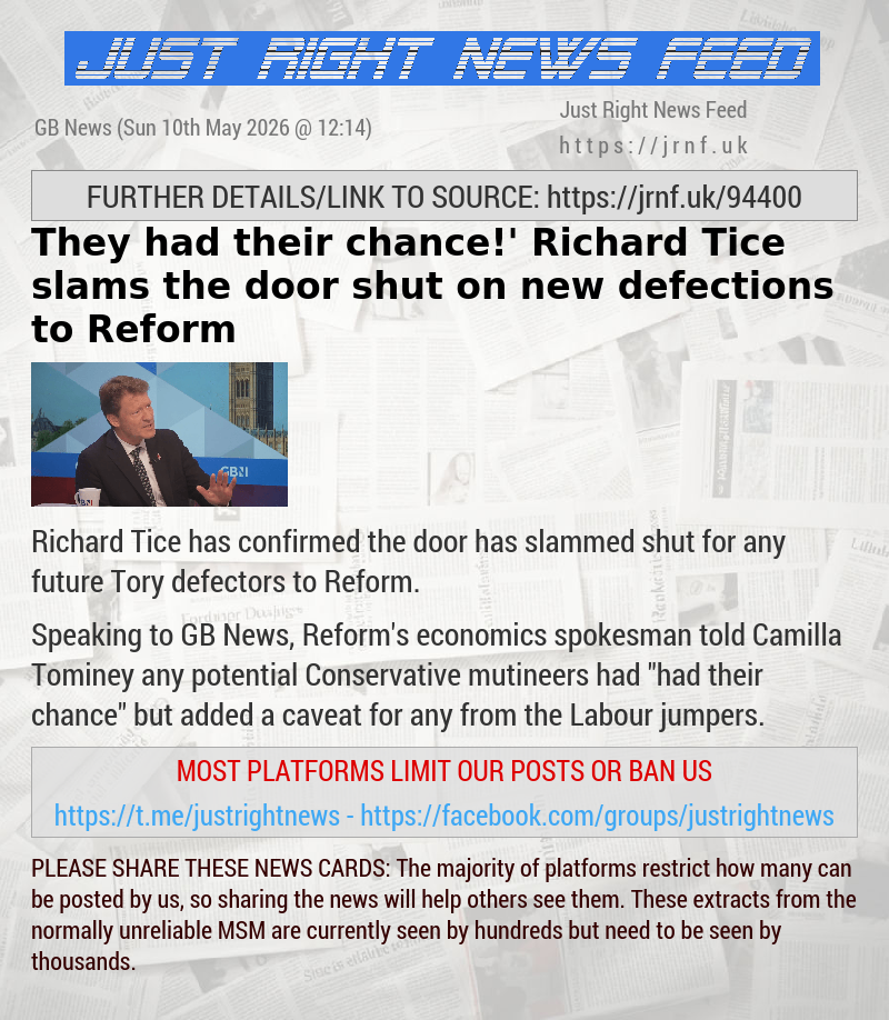 ‘They had their chance!’ Richard Tice slams the door shut on new defections to Reform