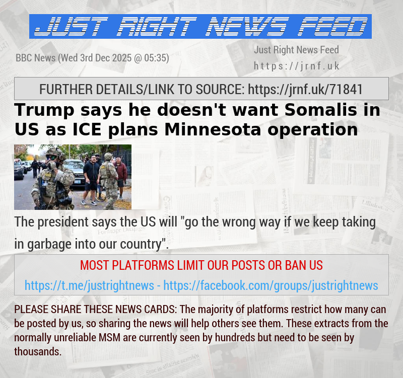 Trump says he doesn’t want Somalis in US as ICE plans Minnesota operation