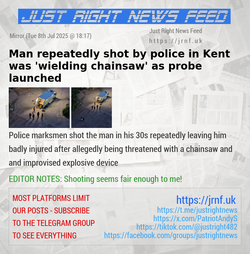 Man repeatedly shot by police in Kent was ’wielding chainsaw’ as probe launched