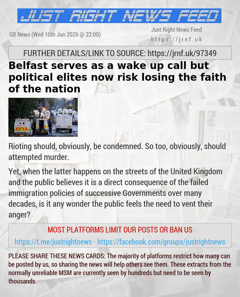 Belfast serves as a wake—up call but political elites now risk losing the faith of the nation