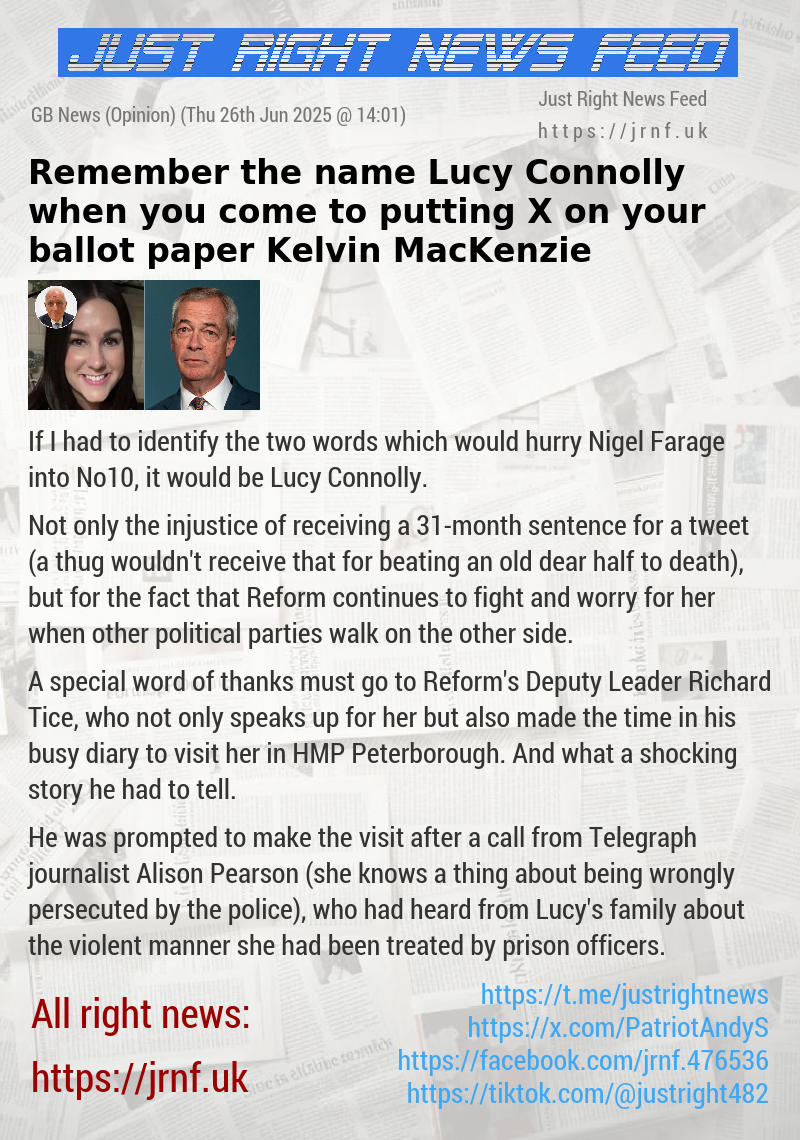 Remember the name Lucy Connolly when you come to putting X on your ballot paper — Kelvin MacKenzie
