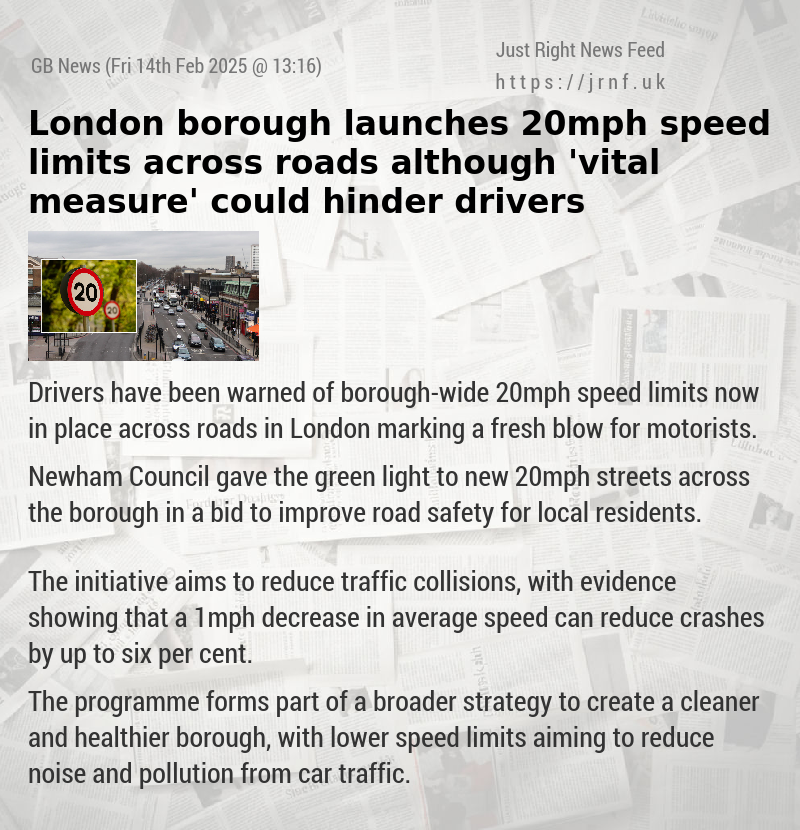 London borough launches 20mph speed limits across roads although ’vital measure’ could hinder drivers