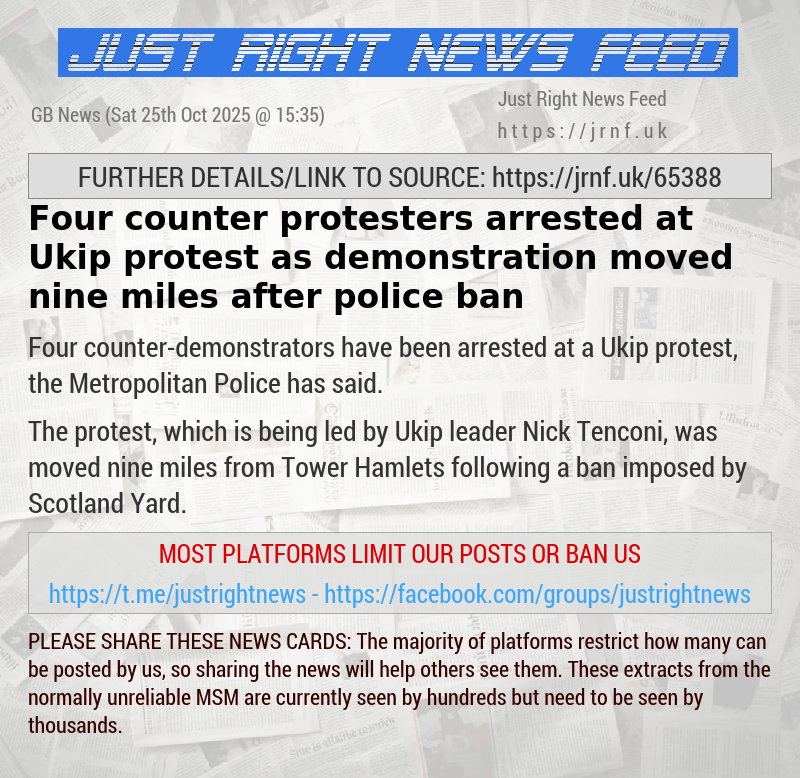 Four counter—protesters arrested at Ukip protest as demonstration moved nine miles after police ban