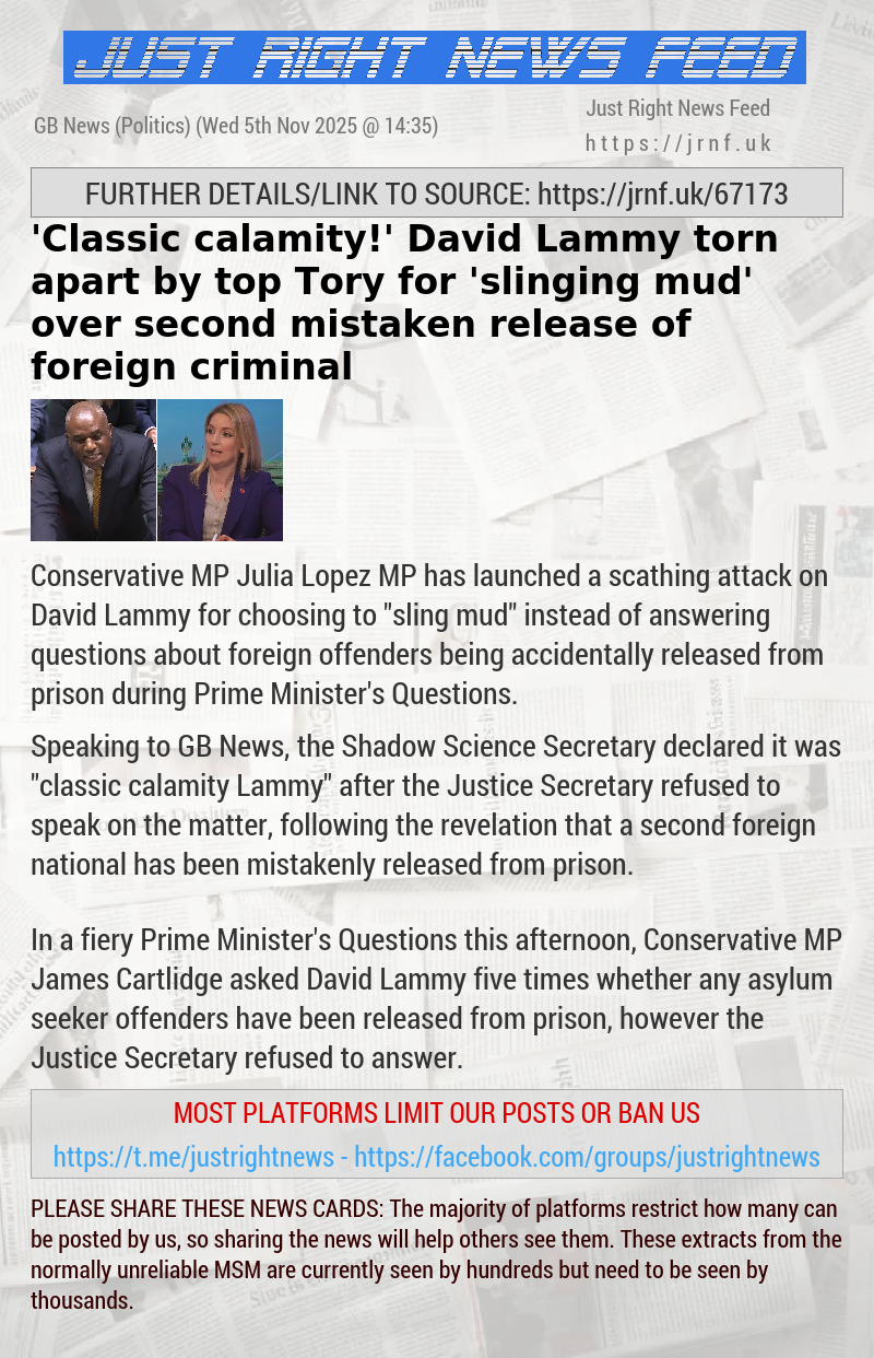 ’Classic calamity!’ David Lammy torn apart by top Tory for ’slinging mud’ over second mistaken release of foreign criminal