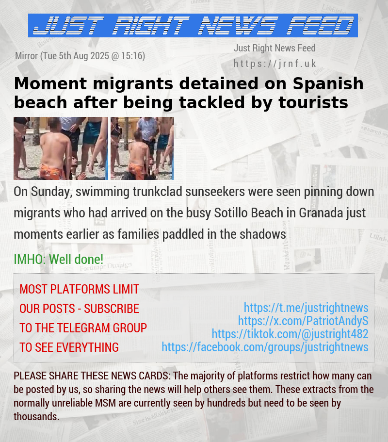 Moment migrants detained on Spanish beach after being tackled by tourists