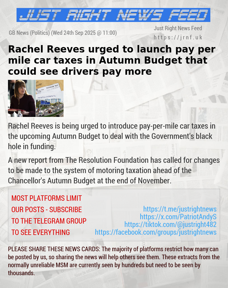 Rachel Reeves urged to launch pay—per—mile car taxes in Autumn Budget that could see drivers pay more