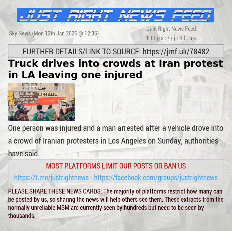 Truck drives into crowds at Iran protest in LA leaving one injured