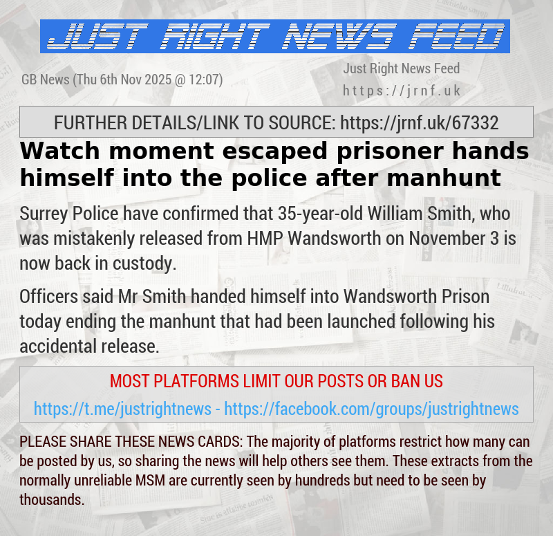 Watch moment escaped prisoner hands himself into the police after manhunt