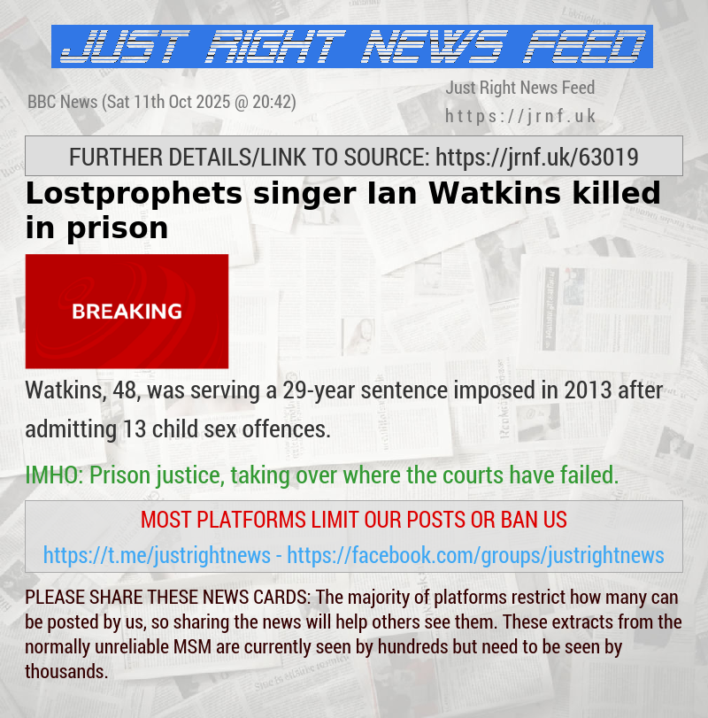 Lostprophets singer Ian Watkins killed in prison