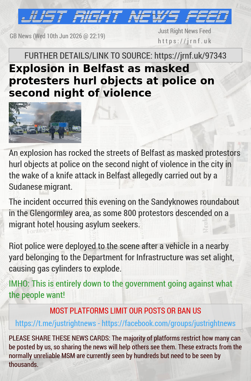 Explosion in Belfast as masked protesters hurl objects at police on second night of violence