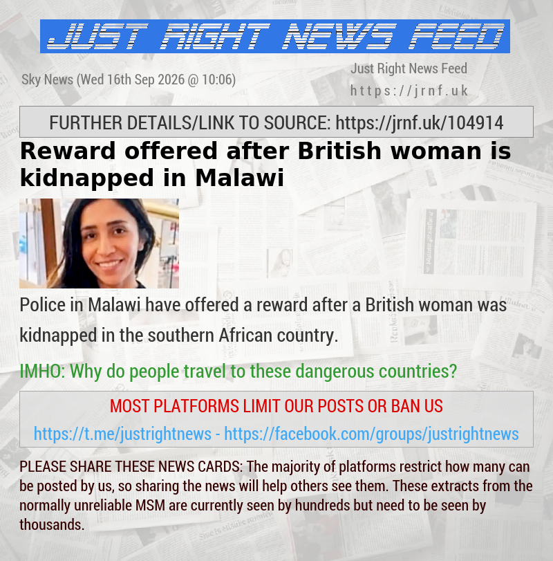 Reward offered after British woman is kidnapped in Malawi