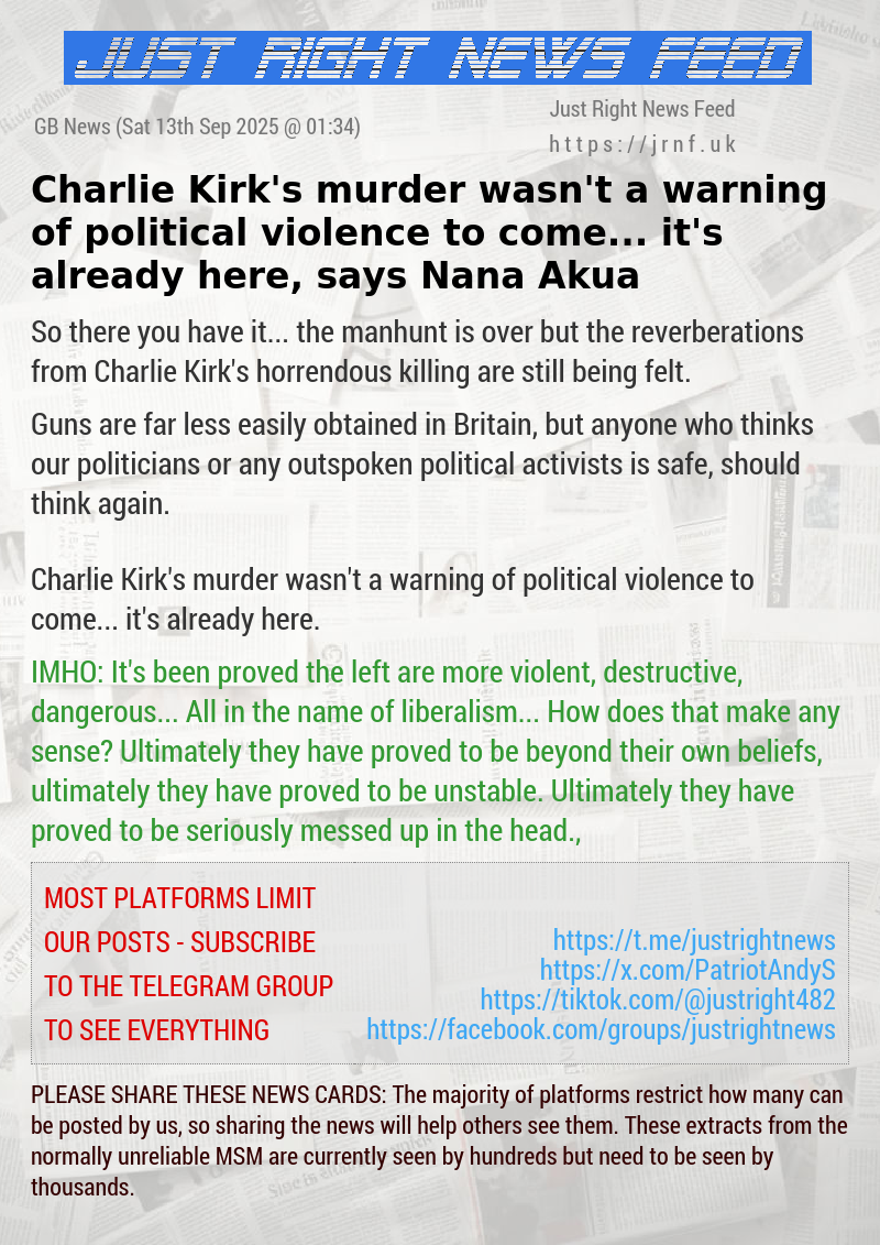 Charlie Kirk’s murder wasn’t a warning of political violence to come... it’s already here, says Nana Akua