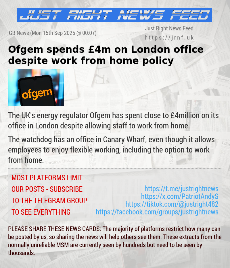 Ofgem spends £4m on London office — despite work from home policy