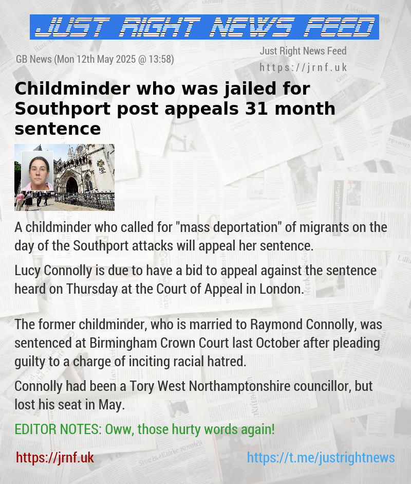 Childminder who was jailed for Southport post appeals 31—month sentence