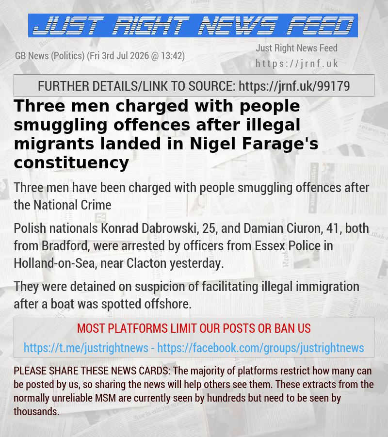 Three men charged with people smuggling offences after illegal migrants landed in Nigel Farage’s constituency