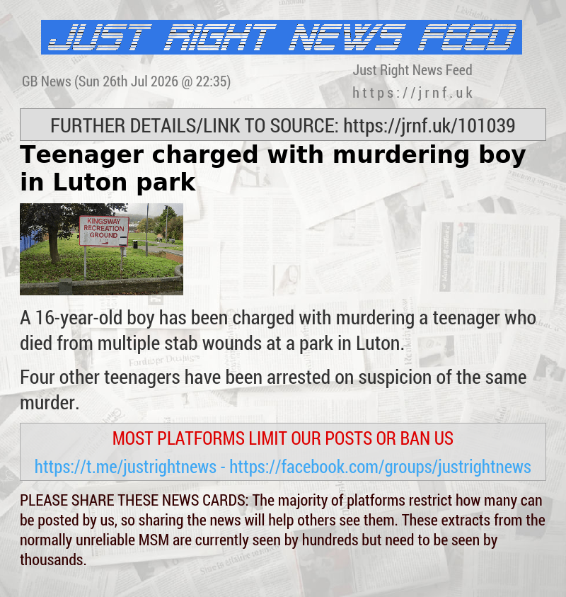 Teenager charged with murdering boy in Luton park