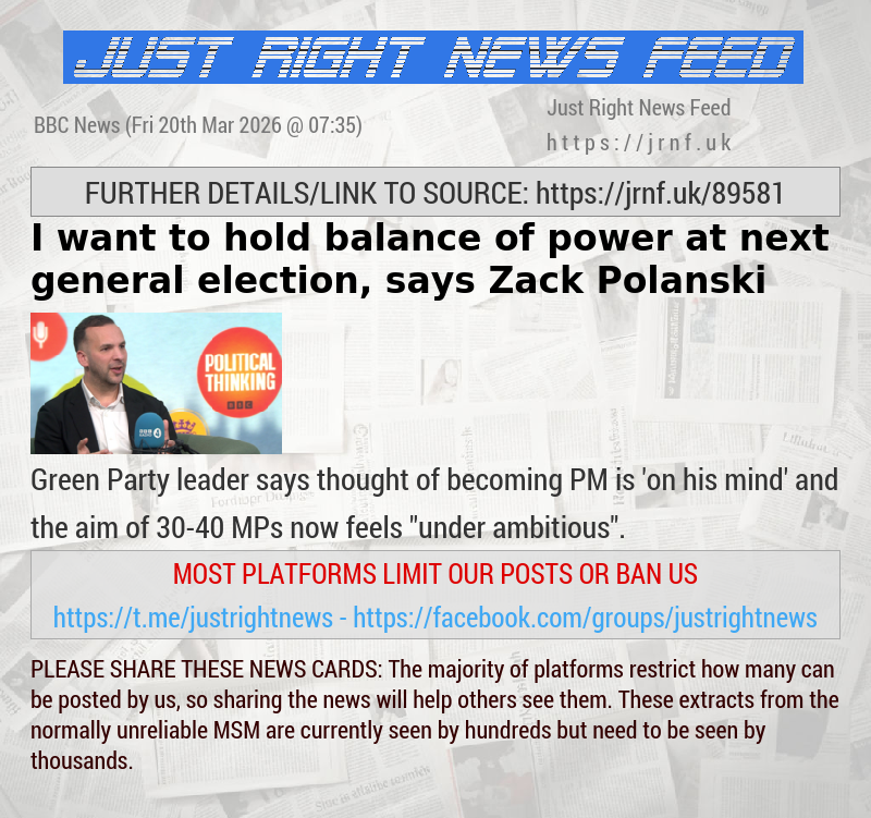 I want to hold balance of power at next general election, says Zack Polanski