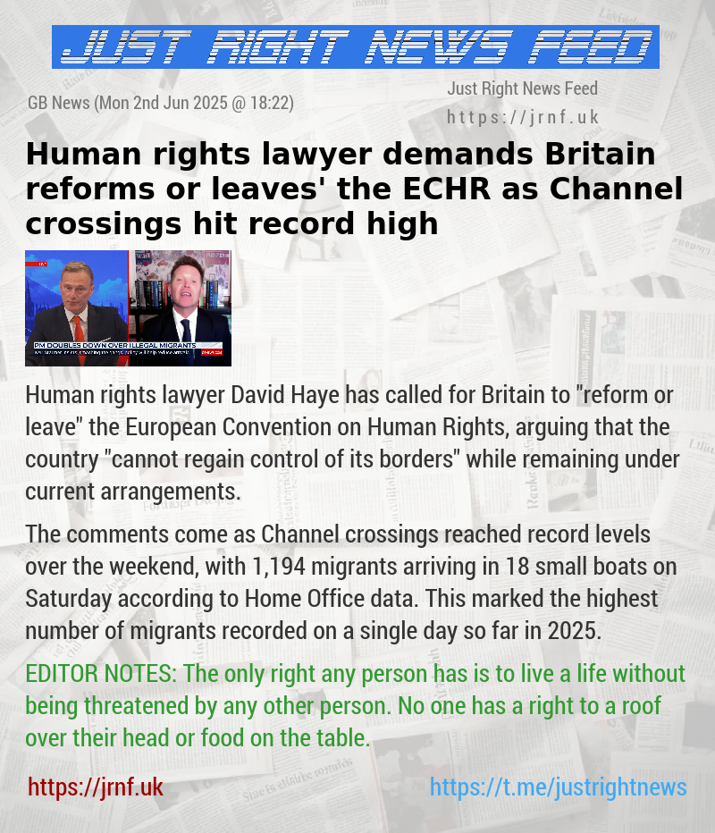 Human rights lawyer demands Britain ‘reforms or leaves’ the ECHR as Channel crossings hit record high