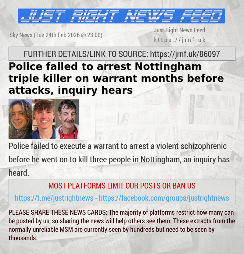 Police failed to arrest Nottingham triple killer on warrant months before attacks, inquiry hears