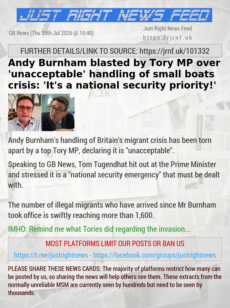 Andy Burnham blasted by Tory MP over ’unacceptable’ handling of small boats crisis: ’It’s a national security priority!’