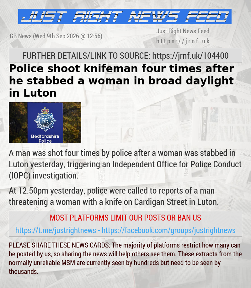 Police shoot knifeman four times after he stabbed a woman in broad daylight in Luton