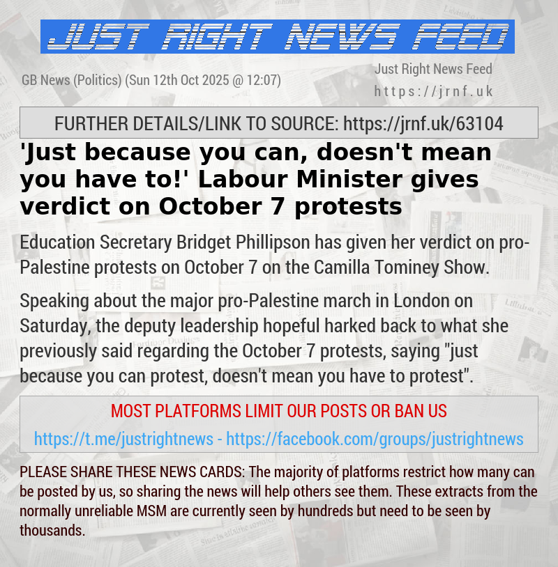 ’Just because you can, doesn’t mean you have to!’ Labour Minister gives verdict on October 7 protests