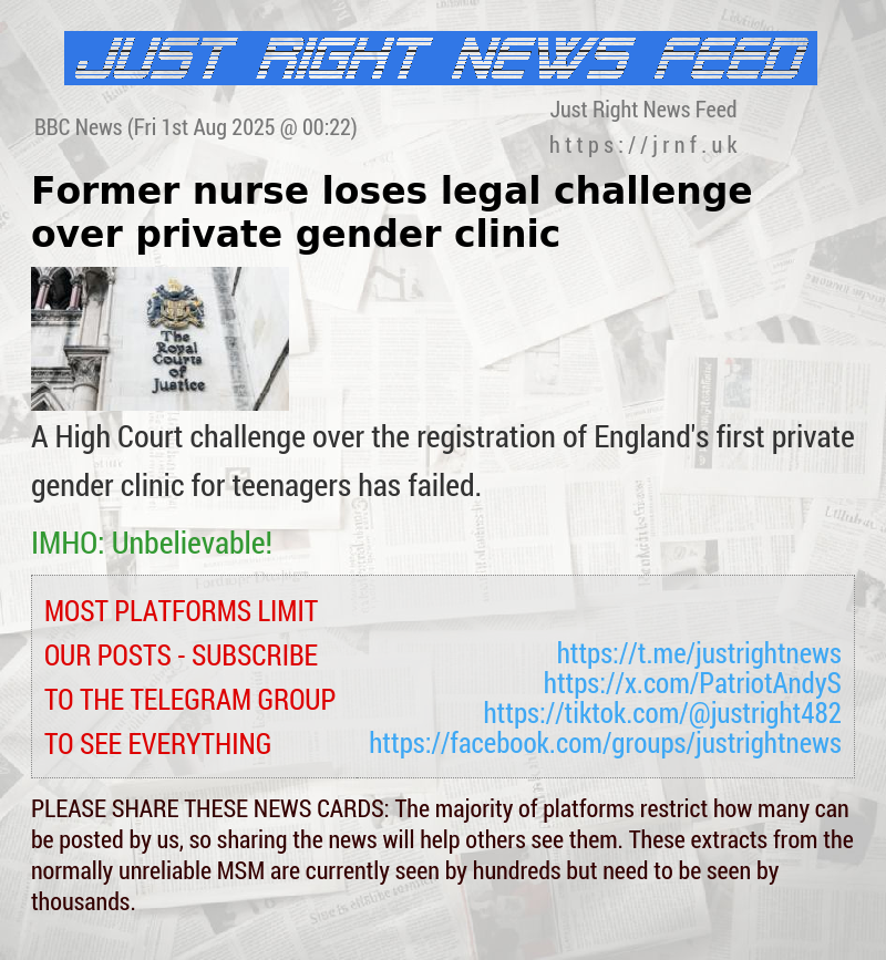 Former nurse loses legal challenge over private gender clinic