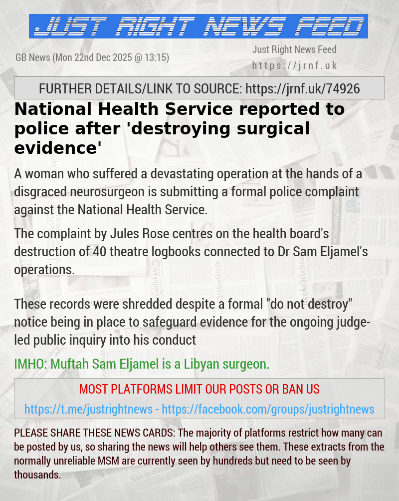 National Health Service reported to police after ’destroying surgical evidence’