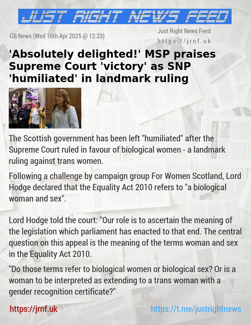 ’Absolutely delighted!’ MSP praises Supreme Court ’victory’ as SNP ’humiliated’ in landmark ruling
