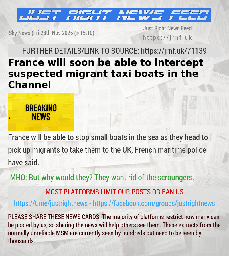 France will soon be able to intercept suspected migrant taxi boats in the Channel