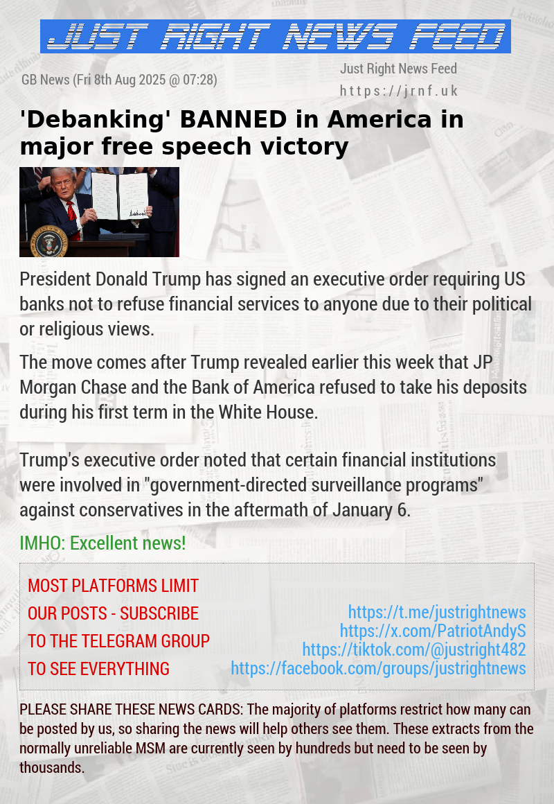 ’Debanking’ BANNED in America in major free speech victory