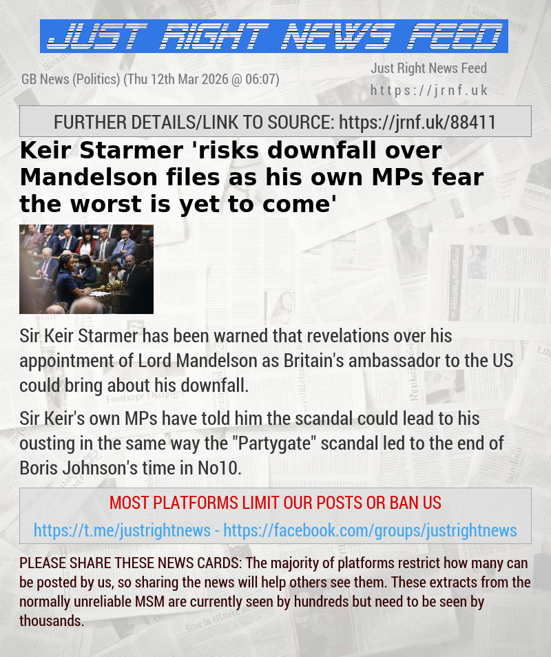 Keir Starmer ’risks downfall over Mandelson files — as his own MPs fear the worst is yet to come’