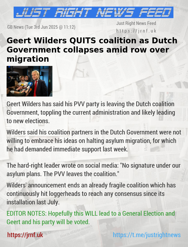 Geert Wilders QUITS coalition as Dutch Government collapses amid row over migration