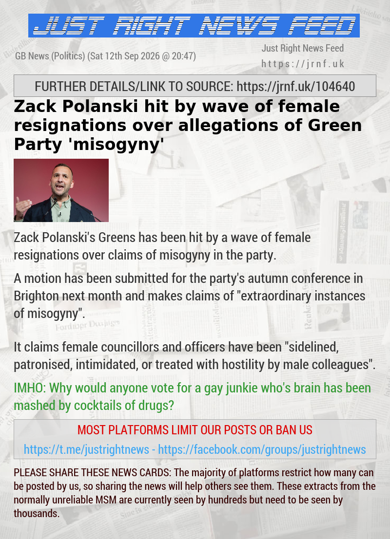 Zack Polanski hit by wave of female resignations over allegations of Green Party ’misogyny’