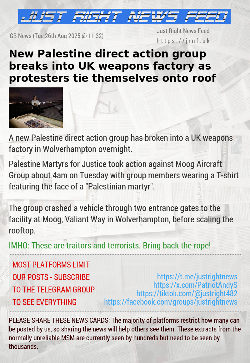 New Palestine direct action group breaks into UK weapons factory as protesters tie themselves onto roof
