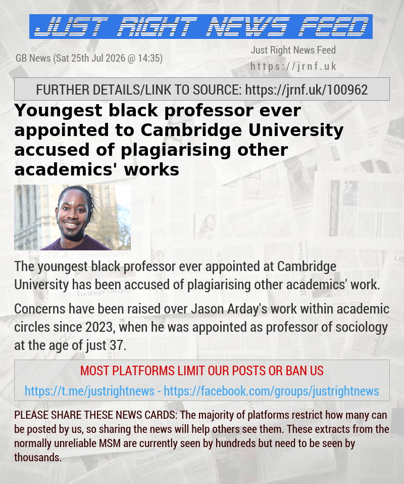 Youngest black professor ever appointed to Cambridge University accused of plagiarising other academics’ works